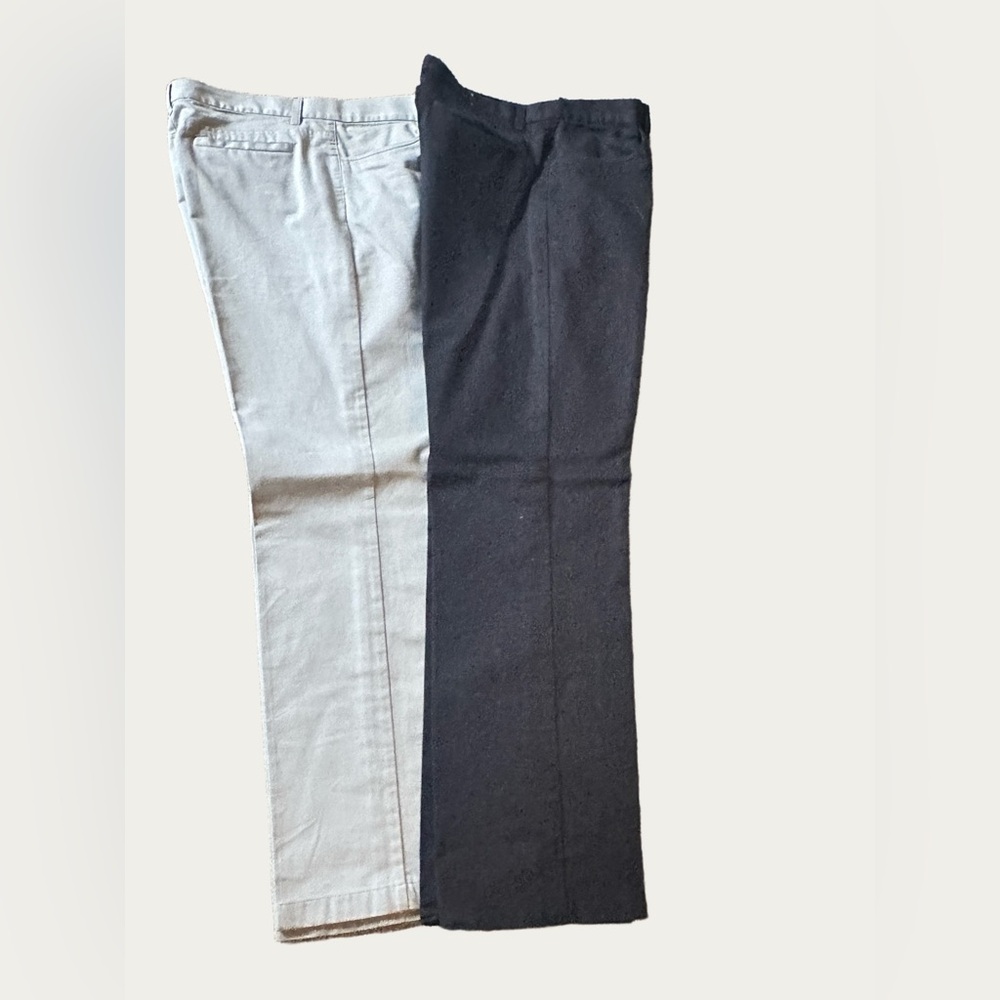 2 pairs Calvin Klein Men's Black Pants and Cream 100% Cotton Pants. Both 34x34